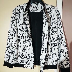 Black and White Bear Graphic Men's Windbreaker